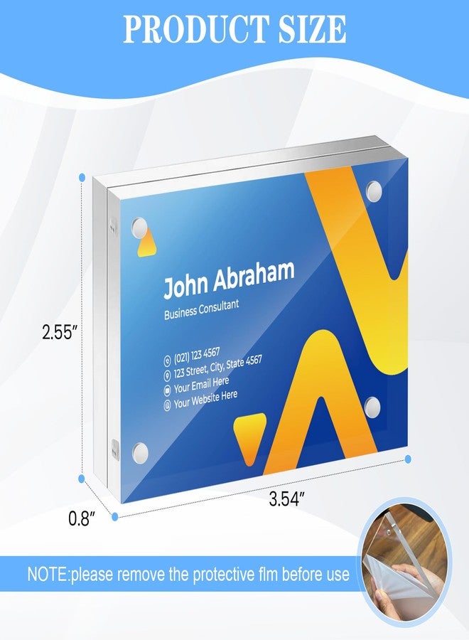 Adboros 10 Pack Mini Acrylic Picture Frames 2.5 x 3.5 Inch Clear Acrylic Business Card Frame Double Sided Magnetic Photo Block Frames Wallet Size Desktop Display Stand for Office Home - Image 2